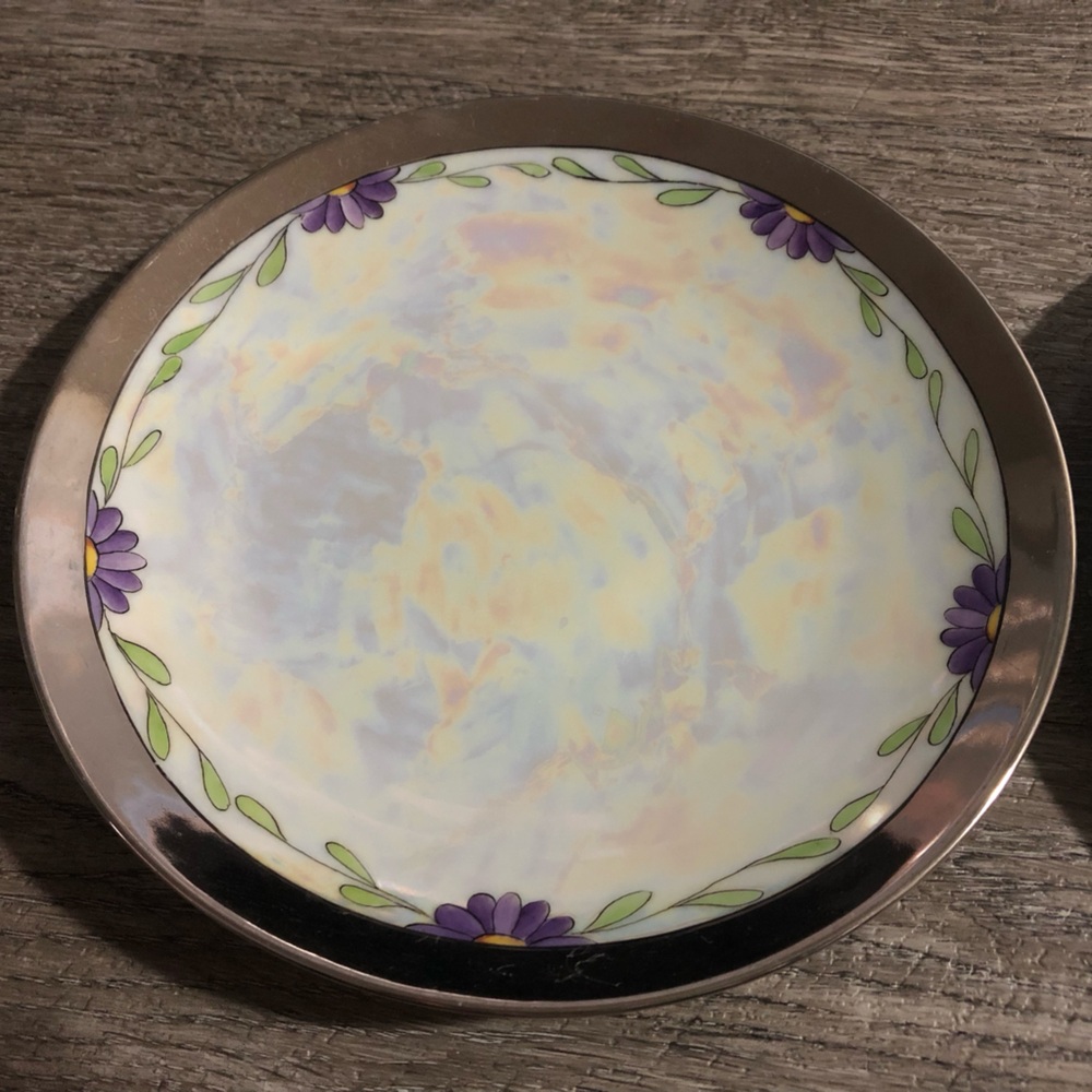 Antique J C Bavaria Hand Painted Iridescent Bavaria Plates